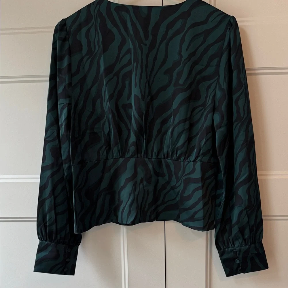 NWT J. Crew Green and Black Zebra Print Blouse